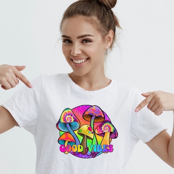 Good Vibes Shirt | Mushroom Shirt | Shrooms Shirt | Trippy Tee | Psychedelic Tee - Picture 1 of 1